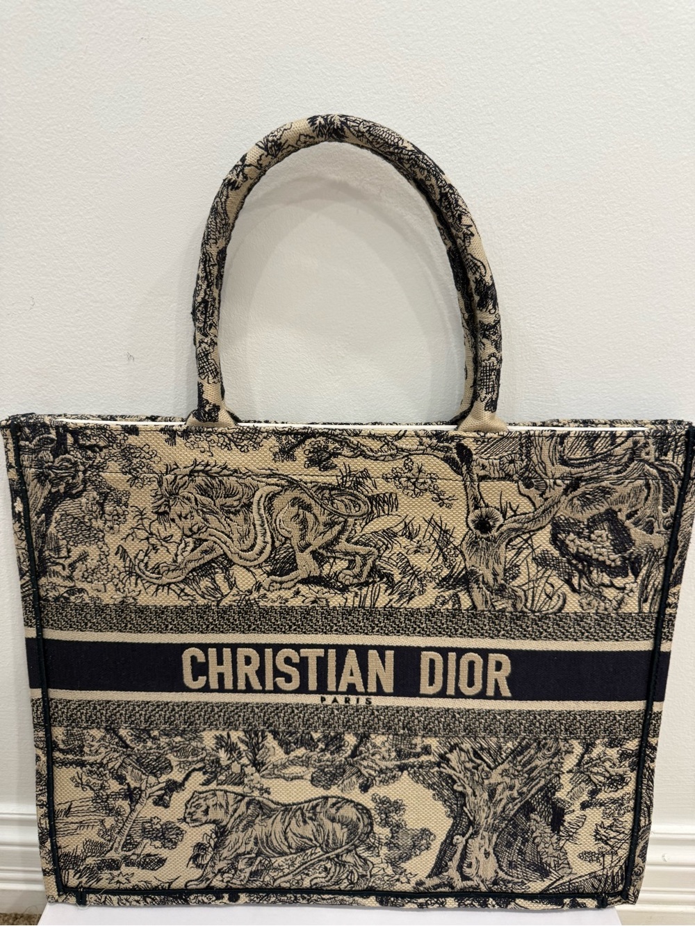 CHRISTIAN DIOR BOOK TOTE LARGE TIGER TOILE DE JOUY CANVAS BAG NWT FULL SET